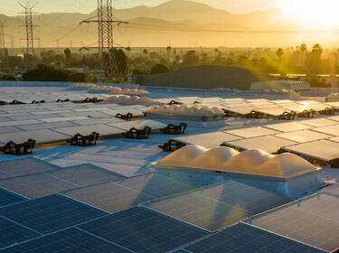 Solar panels sunset Irwindale California